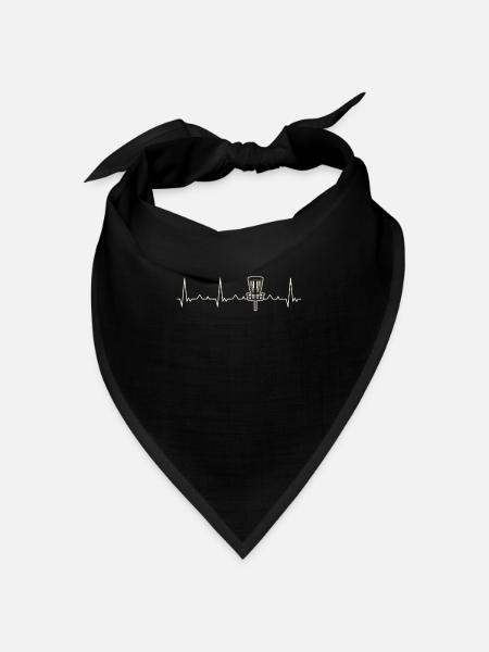 Discgolf Frisbee Korb. Herz. Liebe. Ekg. Impuls. - Bandana Dreieckstuch - Schwarz