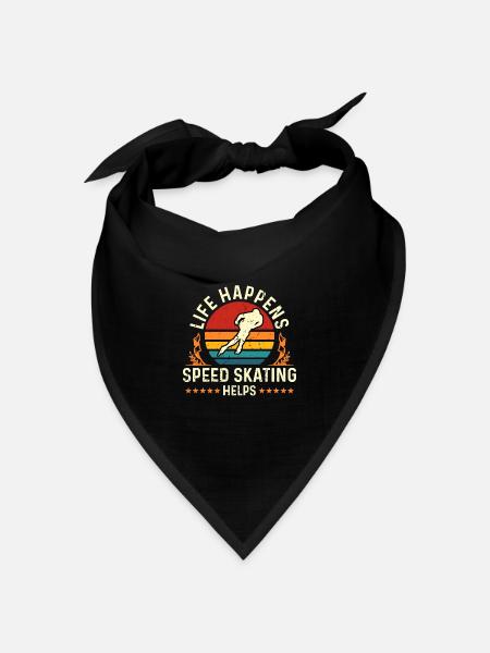 Speed Skating Life Happens Speed Skating Skaters - Bandana Dreieckstuch - Schwarz