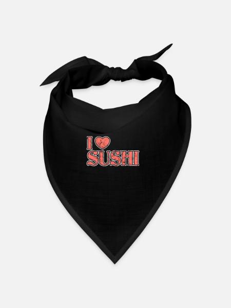 Ich liebe Sushi - Bandana Dreieckstuch - Schwarz