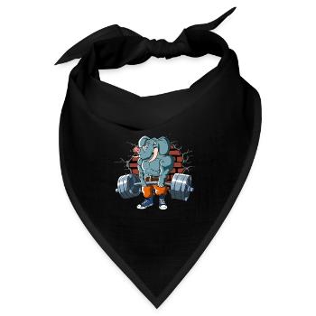 Fitnesstraining Pumpen Elefant Kreuzheben Fitness - Bandana Dreieckstuch - Schwarz - Vorne
