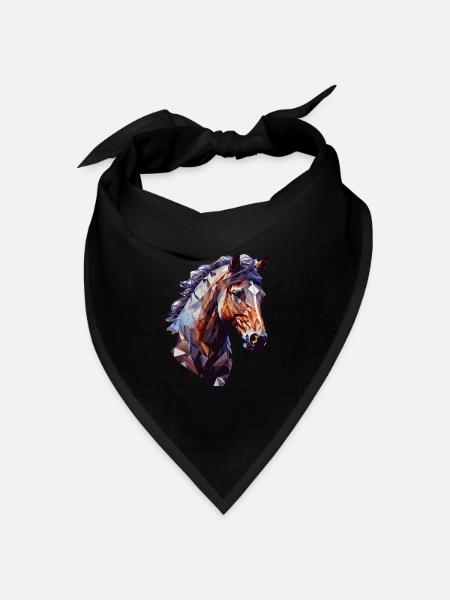 Geometric Horse Head Abstract Polygonal Horse Ridi - Bandana Dreieckstuch - Schwarz