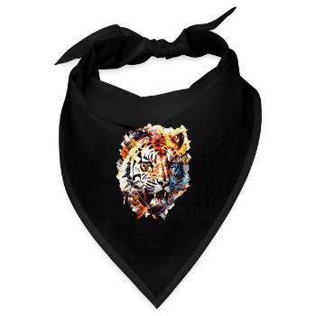 Geometric Tiger Head Abstract Polygonal - Bandana Dreieckstuch - Schwarz - Vorne