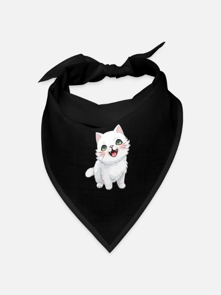 Süßes Kätzchen mit Katzenauge für Katzenliebhaber - Bandana Dreieckstuch - Schwarz