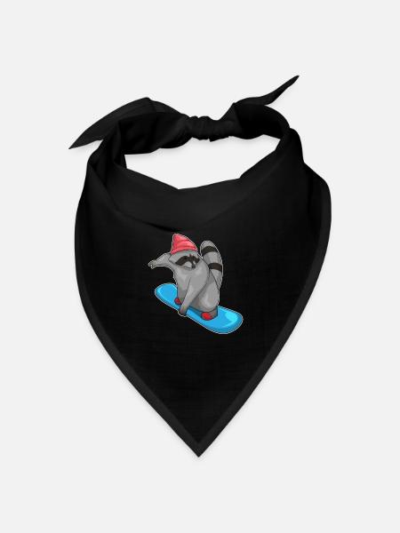 Waschbär Snowboarder Snowboard - Bandana Dreieckstuch - Schwarz