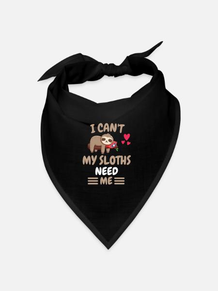 Ich kann nicht Tier Lustiges Geschenk Faultier - Bandana Dreieckstuch - Schwarz