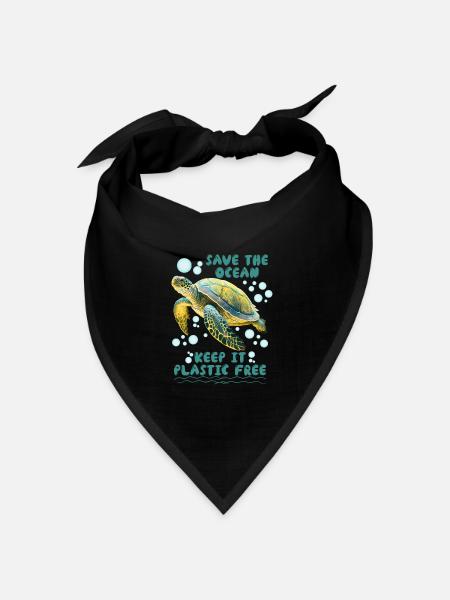 Rettet die Schildkröten Save the Ocean Artenschutz - Bandana Dreieckstuch - Schwarz