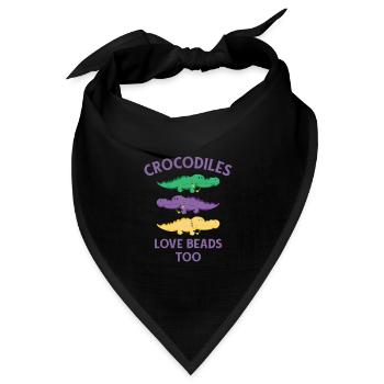Mardi Gras Karneval Krokodil Perlen Wildlife - Bandana Dreieckstuch - Schwarz - Vorne
