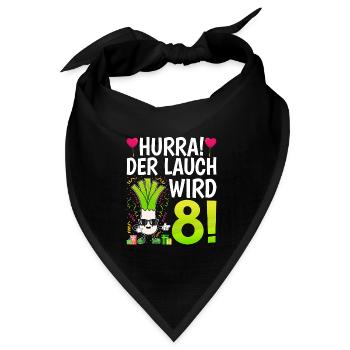 Hurra der Lauch wird 8 - Bandana Dreieckstuch - Schwarz - Vorne