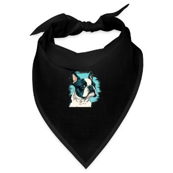 Boston terrier comic cartoon style - Bandana Dreieckstuch - Schwarz - Vorne