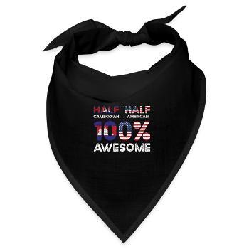 Halb Kambodschaner Kambodscha Amerikaner USA - Bandana Dreieckstuch - Schwarz - Vorne