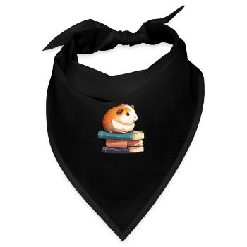 Guinea pig siting in stack of books guinea pig - Bandana Dreieckstuch - Schwarz - Vorne