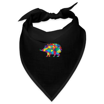 Igel Polygon Low Poly Tier - Bandana Dreieckstuch - Schwarz - Vorne