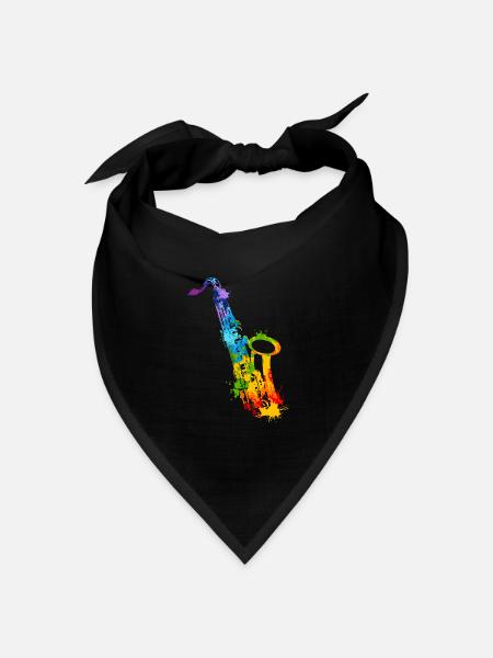 Splash Saxophone Musical Musician Saxophonist - Bandana Dreieckstuch - Schwarz