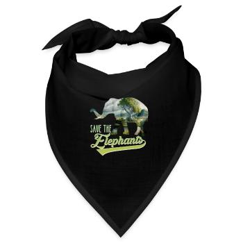 Save the Elephants Artenschutz bedrohte Arten - Bandana Dreieckstuch - Schwarz - Vorne