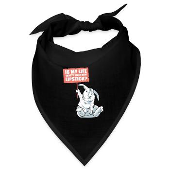 Kaninchen und Lippenstift Naturschützer - Bandana Dreieckstuch - Schwarz - Vorne