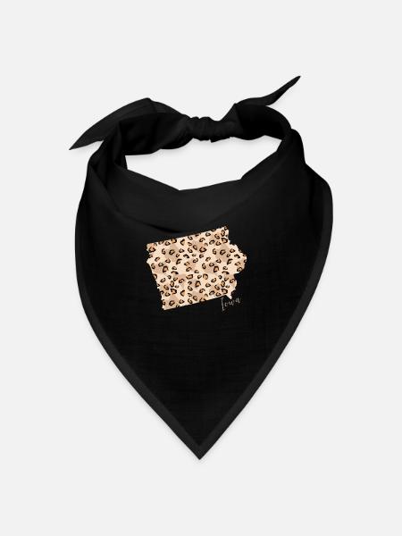 Leopardenmuster Karte Leo State Of Iowa - Bandana Dreieckstuch - Schwarz