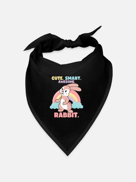 Lustiger Hase mit Regenbogen, Comic - Bandana Dreieckstuch - Schwarz