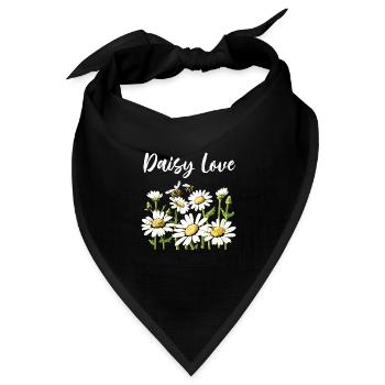 Gänseblümchen-Liebe - Bandana Dreieckstuch - Schwarz - Vorne