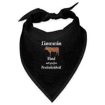 Limousin Rind I Frankreich Rinderzucht für - Bandana Dreieckstuch - Schwarz - Vorne