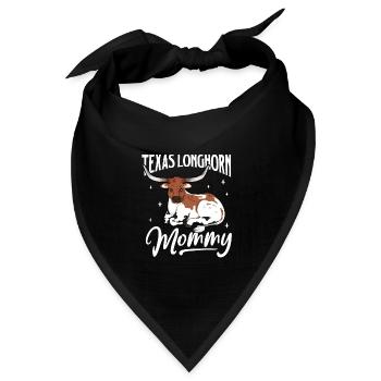 Texas Longhorn Mommy - Texas Longhorn Rind - Bandana Dreieckstuch - Schwarz - Vorne