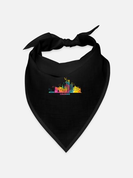 Kölner Skyline Bunt Stadtbild Köln - Bandana Dreieckstuch - Schwarz