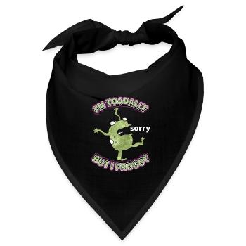 Comic Frosch ist vergesslich, lustiger Spruch, Pun - Bandana Dreieckstuch - Schwarz - Vorne