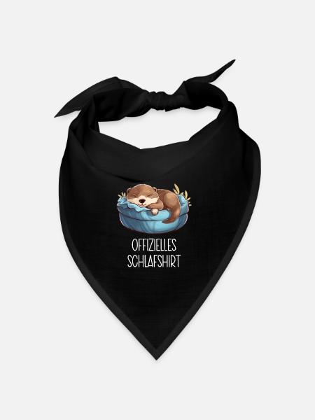 Offizielles Schlafshirt Otter Schlafanzug Seeotter - Bandana Dreieckstuch - Schwarz