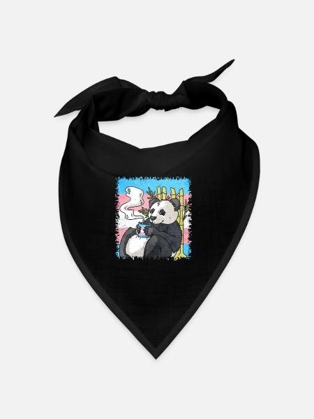 Transgender Stolz Trans Flagge Panda Kaffee Sublte - Bandana Dreieckstuch - Schwarz