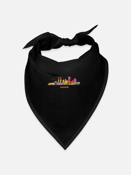 Münchener Skyline Bunt Stadtbild München - Bandana Dreieckstuch - Schwarz