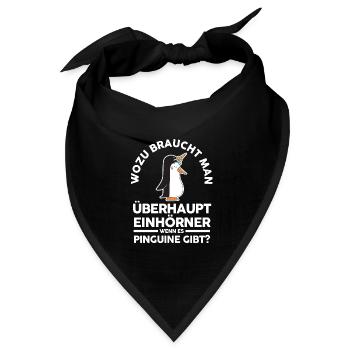 Tiermotiv Einhorn Eis Pinguin - Bandana Dreieckstuch - Schwarz - Vorne