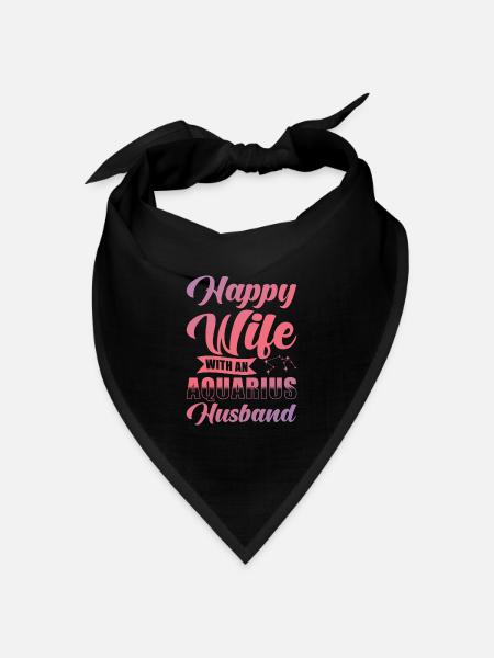 Wassermann Glückliche Frau mit Wasserman Ehemann - Bandana Dreieckstuch - Schwarz