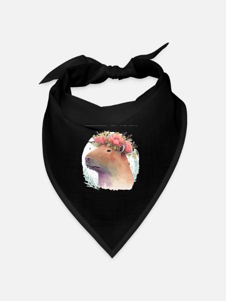 Watercolor Capybara Rodent Flower Crown Animal Lov - Bandana Dreieckstuch - Schwarz