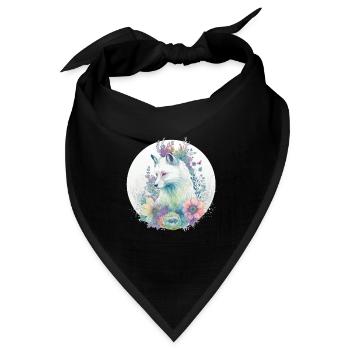 Cute Arctic Fox Flower Crown Animal Lovers - Bandana Dreieckstuch - Schwarz - Vorne