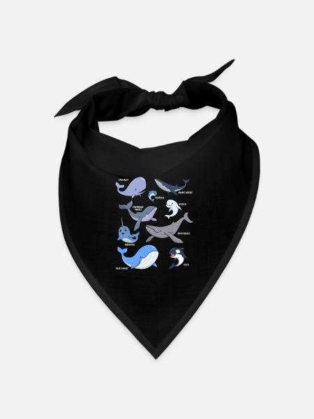 Verschiedene Kawaii Wale - Bandana Dreieckstuch - Schwarz