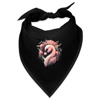 Cute Pink Flamingo Tropical Bird Flower Crown Flor - Bandana Dreieckstuch - Schwarz - Vorne