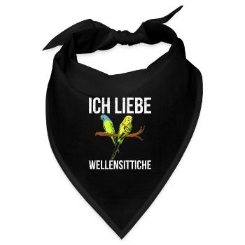Ich liebe Wellensittiche Vogelliebhaber Sittich - Bandana Dreieckstuch - Schwarz - Vorne
