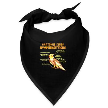 Anatomie eines Nymphensittichs Vogelfreund - Bandana Dreieckstuch - Schwarz - Vorne
