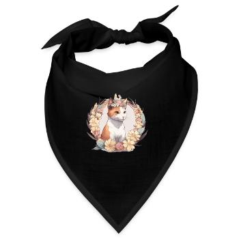Cute Japanese Bobtail Cat Flower Crown Cats Pet Ki - Bandana Dreieckstuch - Schwarz - Vorne