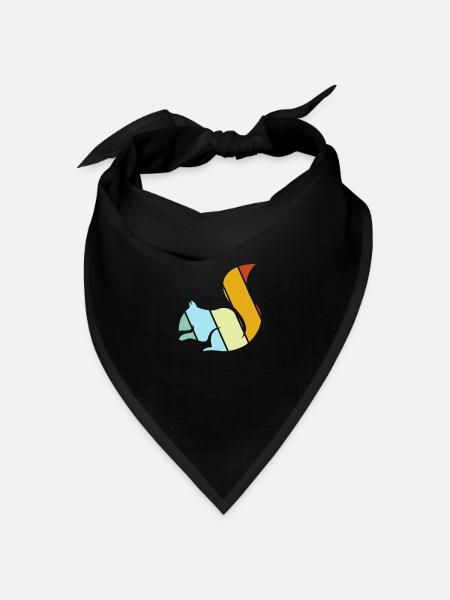 Eichhörnchen Retro - Bandana Dreieckstuch - Schwarz