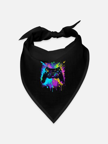 farbenfroher Graffiti Gaming Controller - Bandana Dreieckstuch - Schwarz