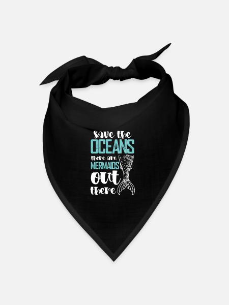 save the ocean meerjungfrau - Bandana Dreieckstuch - Schwarz