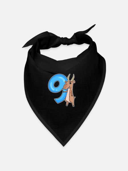 9. Geburtstag Motiv Saiga - neun Jahre - Bandana Dreieckstuch - Schwarz