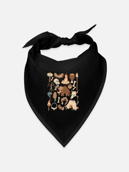 Steinzeit - Bandana Dreieckstuch - Schwarz