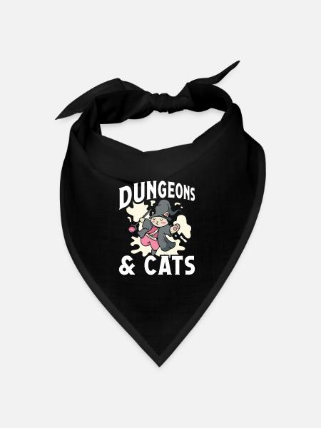 Dungeons Und Katzen - Bandana Dreieckstuch - Schwarz