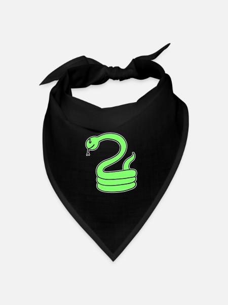 Schlange - Grüne Schlange - Bandana Dreieckstuch - Schwarz