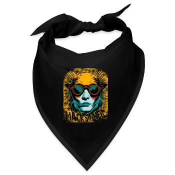 Sonnenbrillen-Girl im Sonnenburst - Bandana Dreieckstuch - Schwarz - Vorne