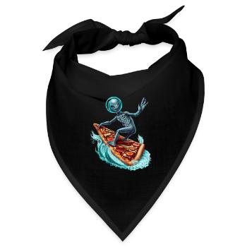Pizza Surfer Alien - Bandana Dreieckstuch - Schwarz - Vorne