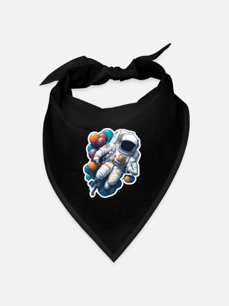 Cooler Astronaut im Weltall - Bandana Dreieckstuch - Schwarz