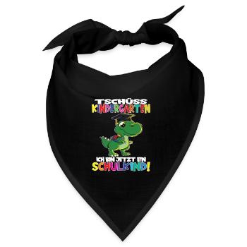 Tschüss Kindergarten Ich Bin Jetzt Ein Schulkind! - Bandana Dreieckstuch - Schwarz - Vorne