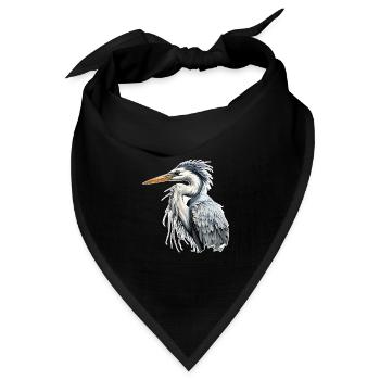 Reiher - Bandana Dreieckstuch - Schwarz - Vorne